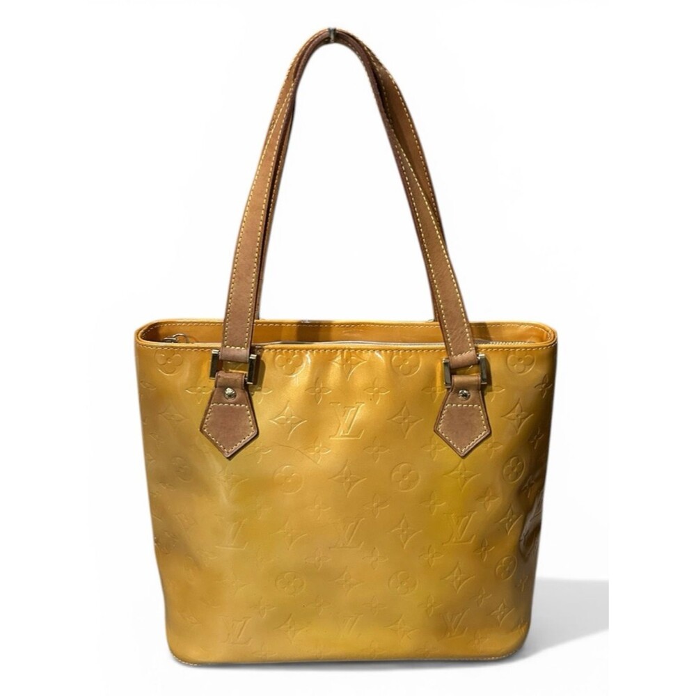 Louis Vuitton Yellow Vernis Monogram Houston Tote Shoulder Handbag